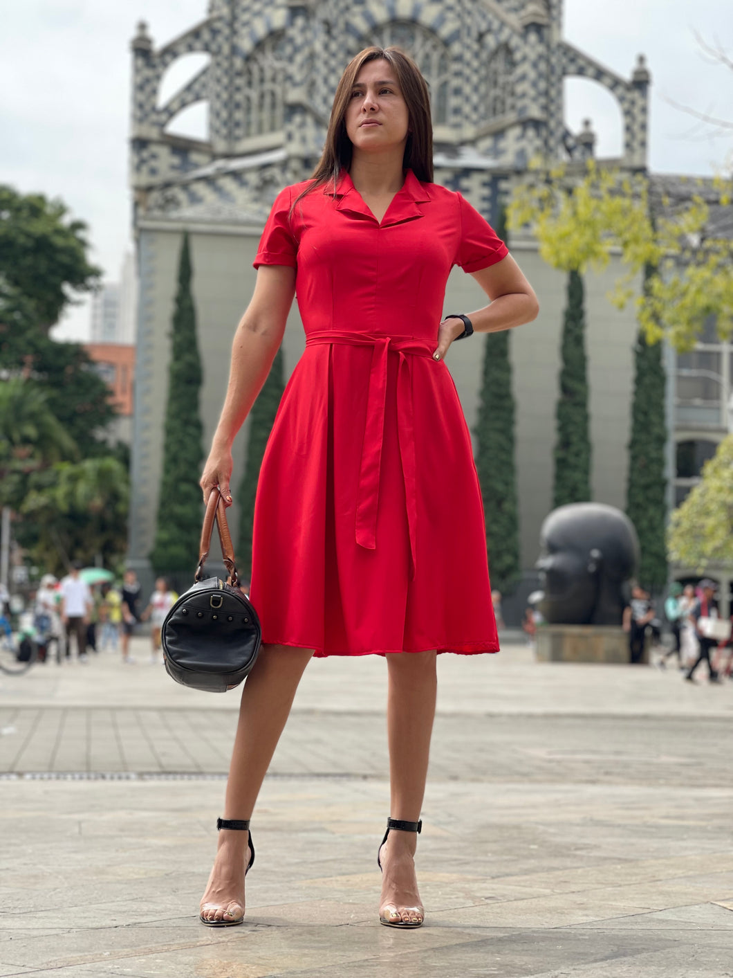 VESTIDO DAMA - REF 856 TONO ROJO